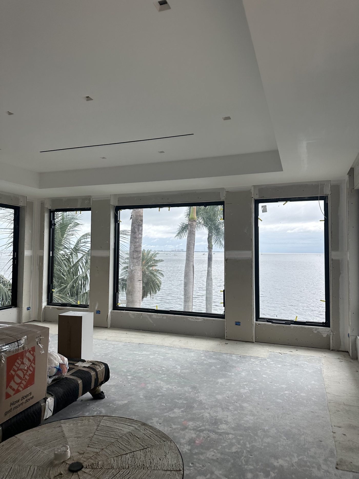 New impact windows looking out over Biscayne Bay